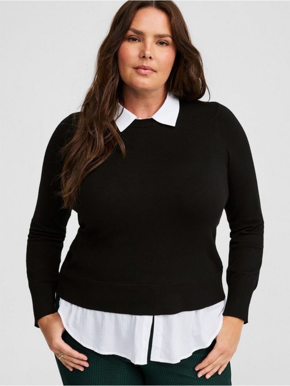 Black Torrid Sweater with White Collar